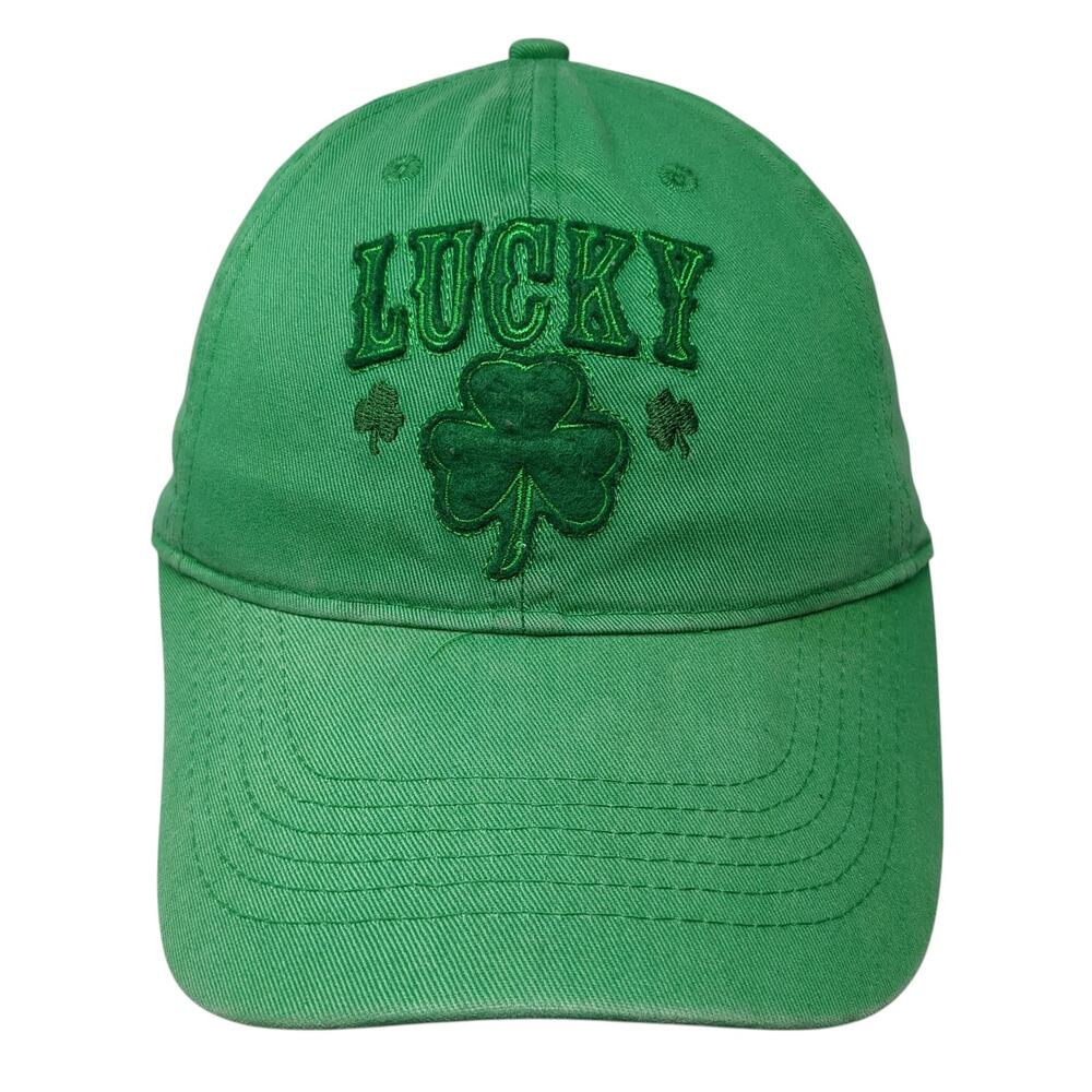 Lucky Clover Shamrock Strapback Hat Green One Size Adjustable Embroidered